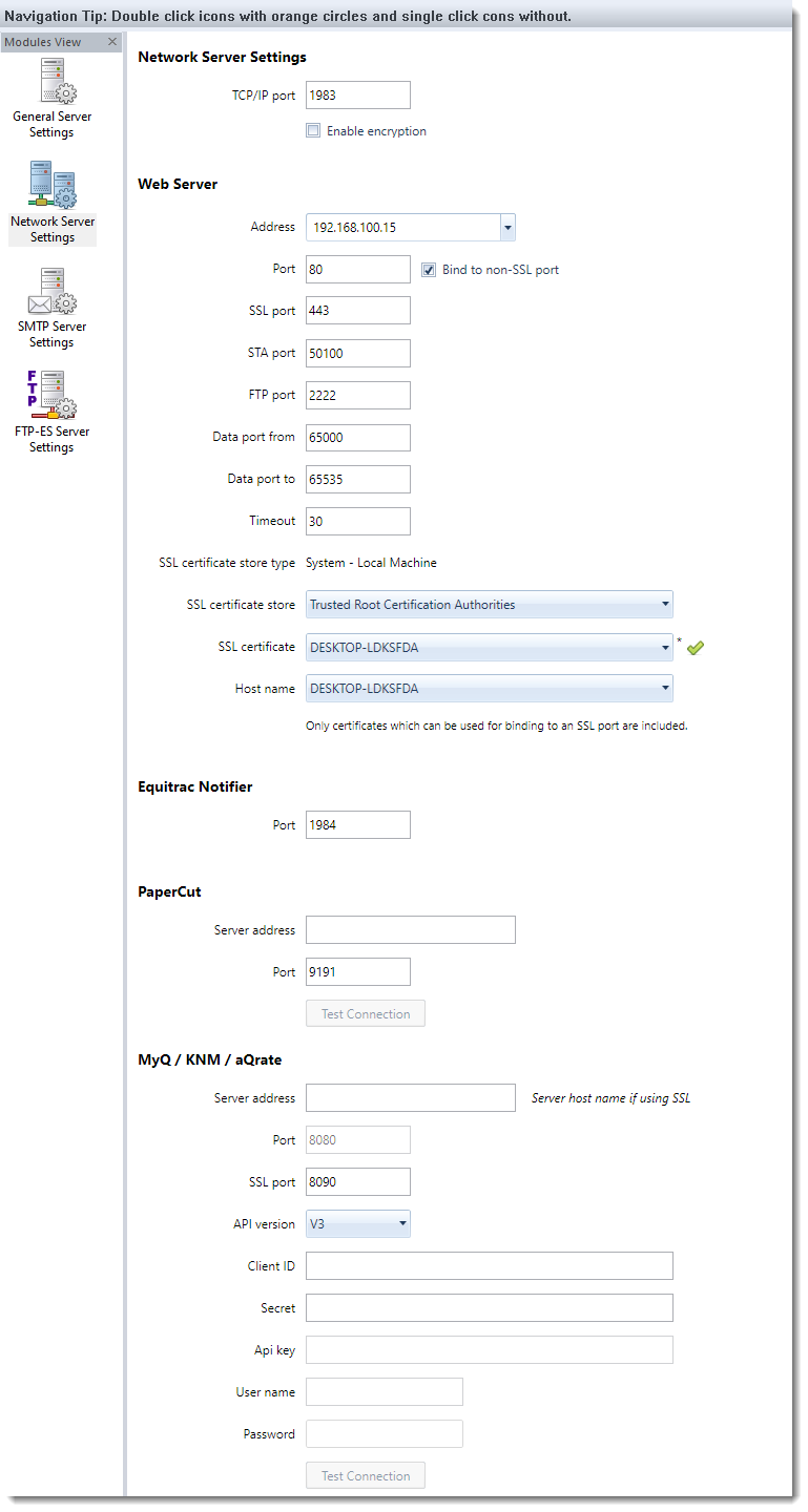 Network Server Settings